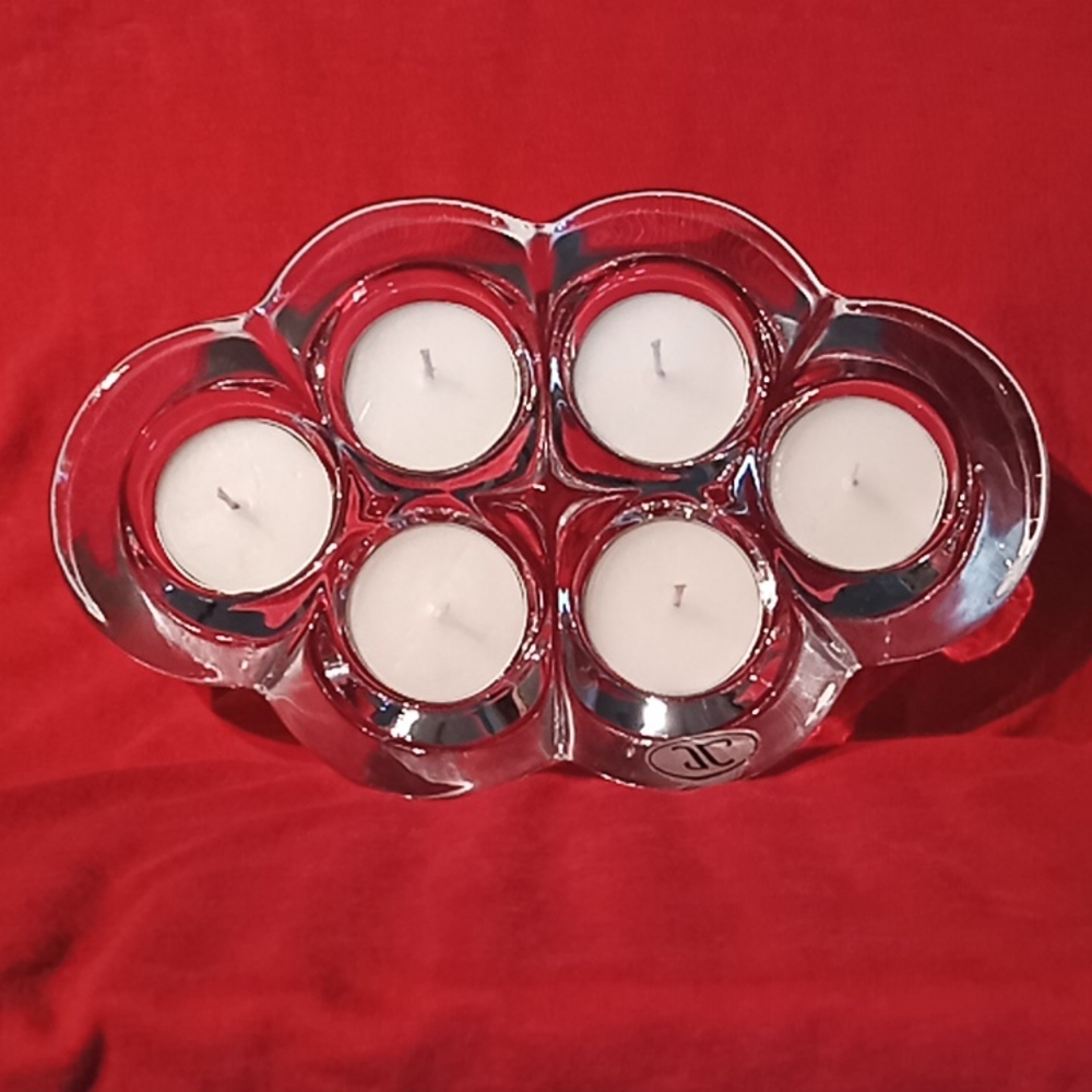 JL Crystal Clear Votive Candle Holder. Vintage John Lewis UK 6 Tea lights Holder